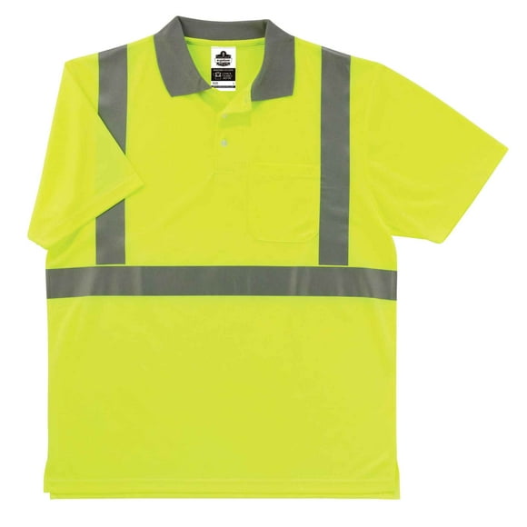 Ergodyne GloWear 8295 ANSI High Visibility Lime Reflective Polo Shirt, Large