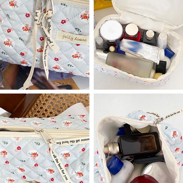 Bolso De Cosméticos Bolsa de belleza con estampado bonito, bolsas de maquillaje portátiles, rombos acolchados para vacaciones de fin de semana Ndcxsfigh Para Estrenar