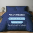 thumbnail image 3 of CGK Linens 3-Piece Premium Duvet Cover Set - King Size Soft Comforter Cover With Zipper & Matching Pillowcases, Navy Blue, 3 of 7