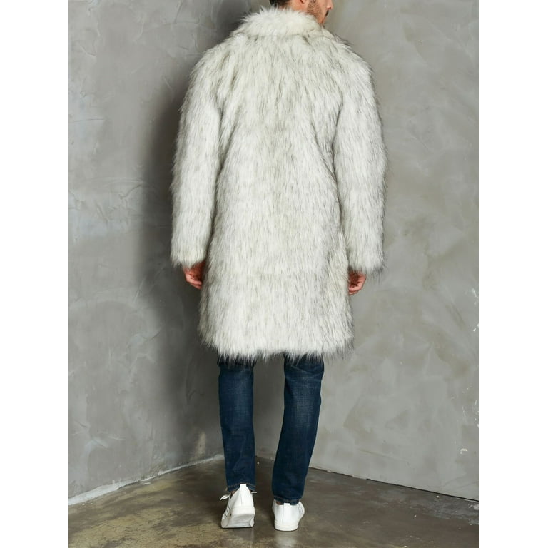 Men s Luxury Faux Fur Coat Male Thicked Cardigan Coat Thermal Long Coats Turndown Collar Winter Outerwear Ski Skat Outfit