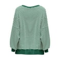thumbnail image 6 of Sweaters For Women Oversized Knit Striped Long Sleeve Crewneck Casual Loose Pullover Tops Khaki L Womens Sweaters, 6 of 6