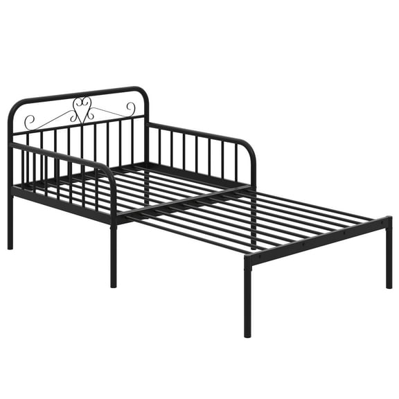 Costway Metal Daybed Extendable Daybed to Twin Size Bed Heavy Duty Slats Support Sofa Bed Black