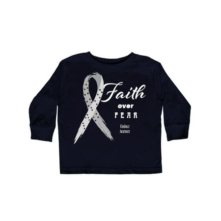 

Inktastic Faith Over Fear Blindness Awareness with Ribbon Gift Toddler Boy or Toddler Girl Long Sleeve T-Shirt