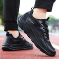 thumbnail image 4 of Men's Mesh Slip on Sneakers Wide Toe Box Breathable Lace Up Non Slip Running Tennis Shoes with Arch Support Black Size 8, 4 of 7