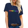 thumbnail image 1 of TSADFHJI Hauts de Sortie pour Femmes Tendance Printemps Été Imprimé Manches Courtes Col Rond T-Shirt Haut TG Marine, 1 of 7