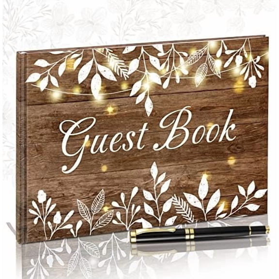 Wood Grain Wedding Guest Book: Rustic leaves design (with pen; wedding/birthday/funeral sign-in), 211 – Electronics Accessories