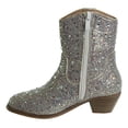 thumbnail image 3 of Badgley Mischka Girls Glittery Low Heel Dress Boots. (Little Kids Big Kids), Silver, 13, 3 of 8