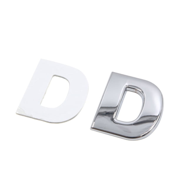 4,5CM Vehículo Metal Cromado Letra D Etiqueta 3D Emblema Pegatina Carrocería de Coche