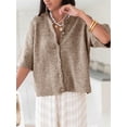 thumbnail image 4 of FOCUSNORM Women Autumn Knit Cardigan Half Sleeve Round Neck Solid Color Button Up Knitwear, 4 of 8