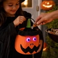 thumbnail image 4 of Light Up Halloween Bucket with Soft Plush Pumpkin Design, Halloween Candy Bucket for Student Trick-Or-Treating, Halloween Baskets for Student with Handle for Halloween Party, 4 of 7