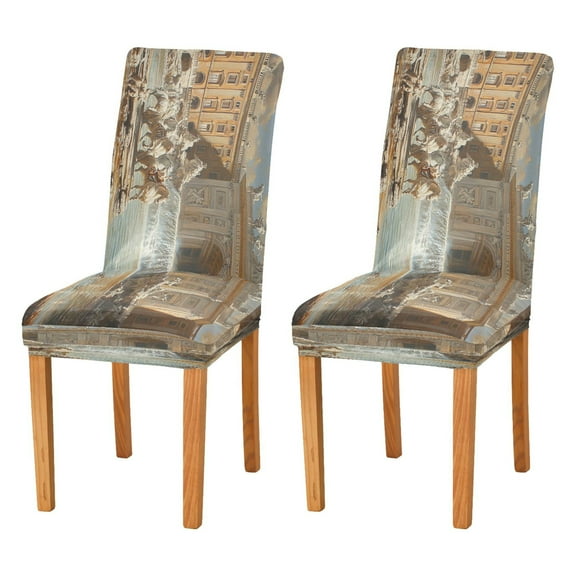 BZSMCE Chairs Slipcovers Dining Chair Covers The Stately Fountain Painting Creative Pattern