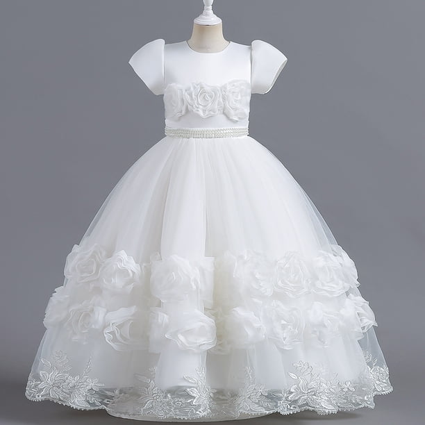Vestido infantil Vestido de princesa Estilo pontu largo Vestido de actuación de piano para espectáculo de cumpleaños de niñas