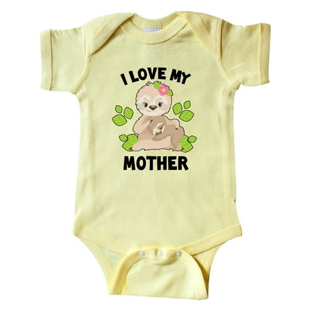 

Inktastic Cute Sloth I Love My Mother with Green Leaves Gift Baby Boy or Baby Girl Bodysuit