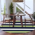 thumbnail image 3 of Green and 7FT Round Area Rugs for Living Room 111 Navy Blue Stripes Abstract Geometric Striped Ultra-Thin Non-Slip Round Rugs Machine Washable Low Pile Circle Carpet for Bedroom Kitchen Nursery, 3 of 9