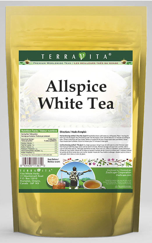 TerraVita Allspice White Tea, (Allspice, White Tea Bags, 25 Tea Bags, 3