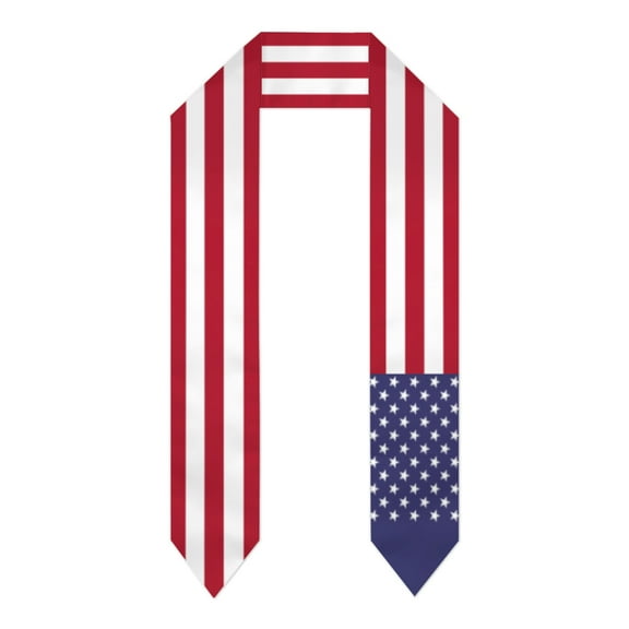 United States USA Flag Thick Graduation Sash Stole Scarf Double Sided Honor Stole For Graduation Students Class Of 2024