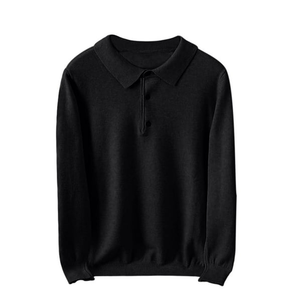 Xzbqbs Men Knit Polo Shirts Long Sleeve Casual Button Solid Color Pullover Tops Fashion Lightweight Slim Fit Sweater Shirts for Men