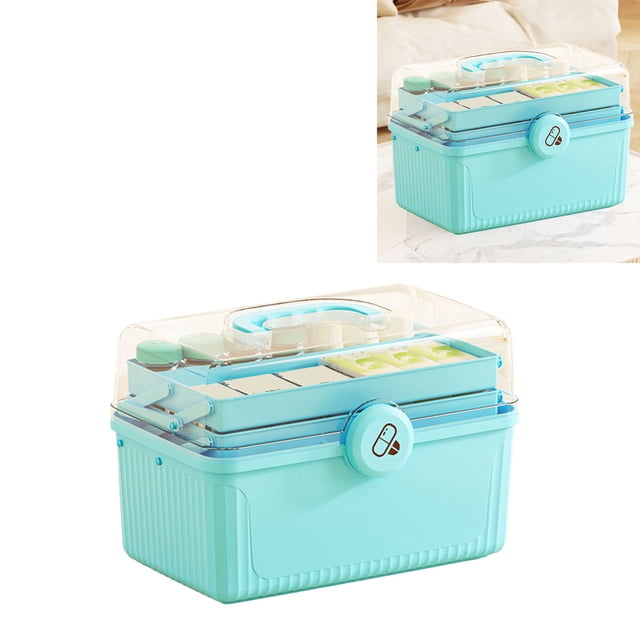Storage Box, 3 Layer Large Capacity Partitioned Lightweight Water Proof First Aid Kit for Home Outdoor