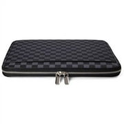 Daisy Rose Protective Laptop Sleeve Case for 13 Inch Laptop with Slip Pocket - Luxury PU Vegan Leather Shock Absorbant Hard Case for Work and School (Black)
