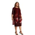 Plus Size Women Dress Elegant Mesh Print Midi Party Dresses 2022 Autumn Lady Casual Slim Christmas Evening Outfits Blue 3XL 4XL4XL Gao Jinjia LED