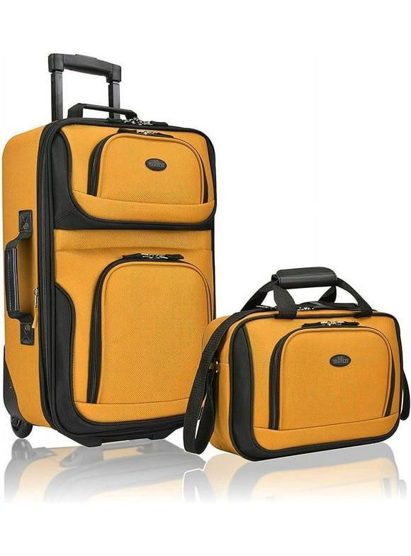 Open Box U.S. Traveler Rio Rugged Expandable Carry on Luggage Set US5600O - MUSTARD