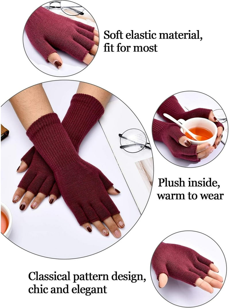 Winter Fingerless Gloves for Women Half Finger Typing Gloves with