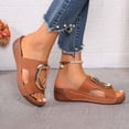 thumbnail image 4 of Dakaela Orthopedic Wedge Sandals for Women 2026 Open Toe Wide Width Comfortable Platform Summer Beach Vacation Slides Shoes Size 6-10 Brown, 4 of 9