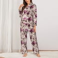 thumbnail image 2 of Lsque Rose Flowers Pattern Long Sleeve Pajama Set for Women - Soft 2-Piece Sleepwear and Loungewear Set with Pockets, Comfy Nightwear-Medium, 2 of 7