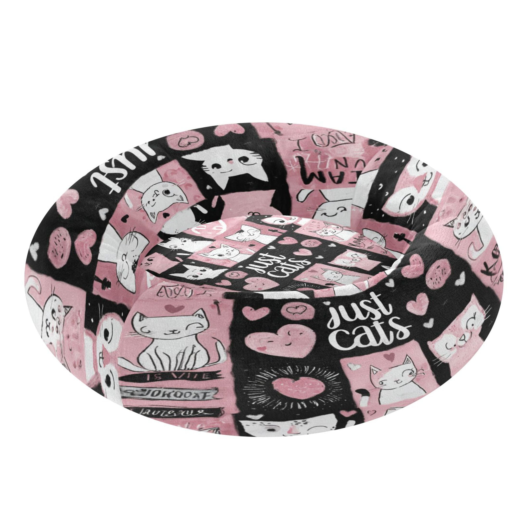 Iauyy Pet Couch Donut Cat Bed for Indoor Cats/Small Dogs Washable & Machine with Non-slip Bottom Calming Cat Furniture, All Kinds Of Kittens (M)