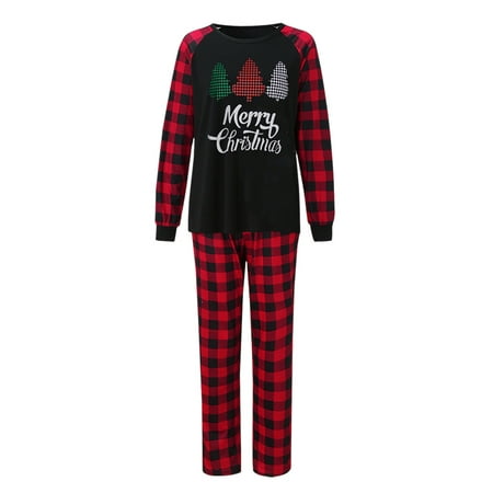 

STARVNC Women Christmas Element Print Round Neck Long Sleeve Family Pajamas Sets