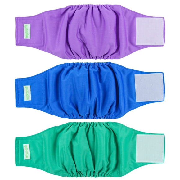 wegreeco Washable Dog Diapers - Washable Male Dog Belly Wrap- Pack of 3 - (Blue,Green,Purple,XX-Large)