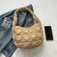 thumbnail image 3 of Bolso plisado de nube para mujer, bolso de hombro acolchado informal, bolso de mano hinchado para chica (caqui), 3 of 8