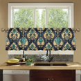 thumbnail image 4 of Yayeee Kitchen Curtains Tier Set of 2 Light Filtering 57"x36" Over Sink Window Panels, Green Peacock Pattern, 4 of 7