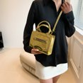 thumbnail image 3 of Bolsos de cuero con relieve de cocodrilo para mujer Bolso de hombro con asa superior (dorado), 3 of 4