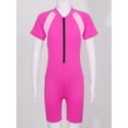 thumbnail image 4 of TSSOE Girls Boys One-Piece Short Sleeve Zippered Shorty Wetsuit Swimsuit Rashguard Sun Protection Rose Red 8, 4 of 7
