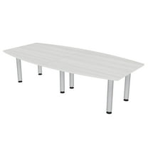 8 Person Boat Shaped Conference Table Silver Post Legs Power And Data