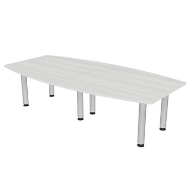 8 Person Boat Shaped Conference Table Silver Post Legs Power And Data