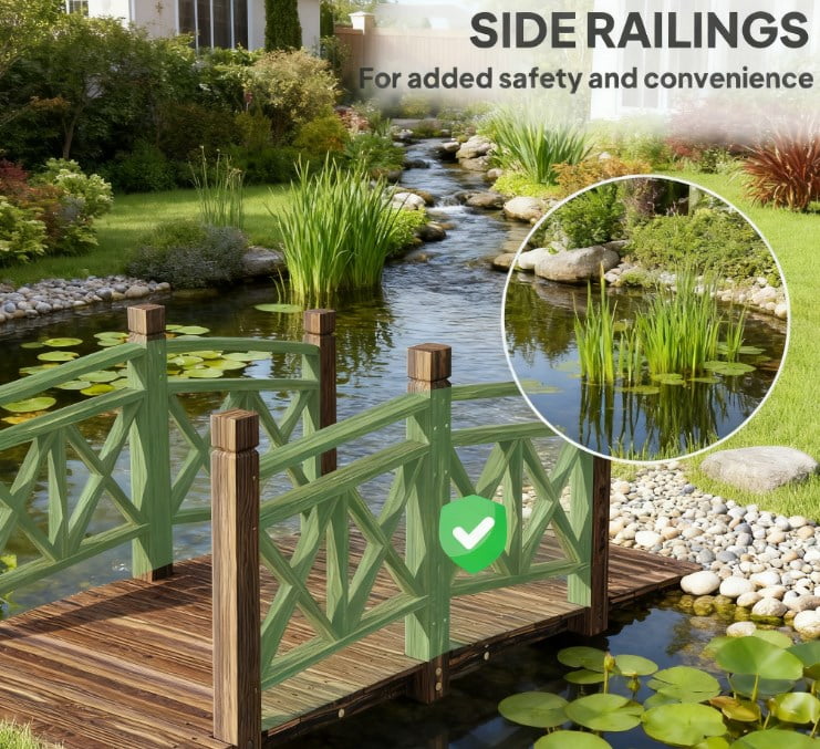 Garden Bridge, Wooden Garden Bridge Footbridge for Backyard Ponds, Creeks, Streams