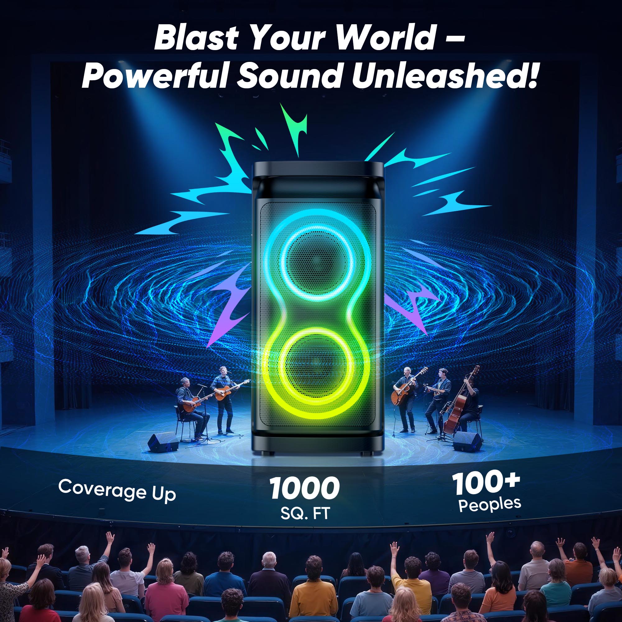 GCZ 120W Party Bluetooth Speaker with Karaoke Effects photo 3