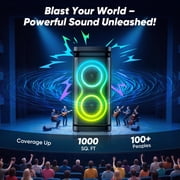 GCZ Party Bluetooth Speaker, 120W Loud Sound with Deep Bass for Outdoor Backyard Party, TWS Party Lights and Karaoke Effects, Microphone and Guitar Input