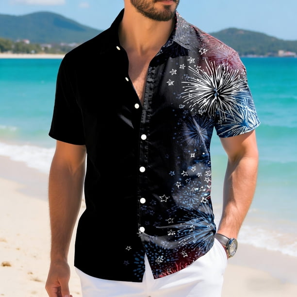 patriotic dress shirts Men's Patriotic Button Up Shirts