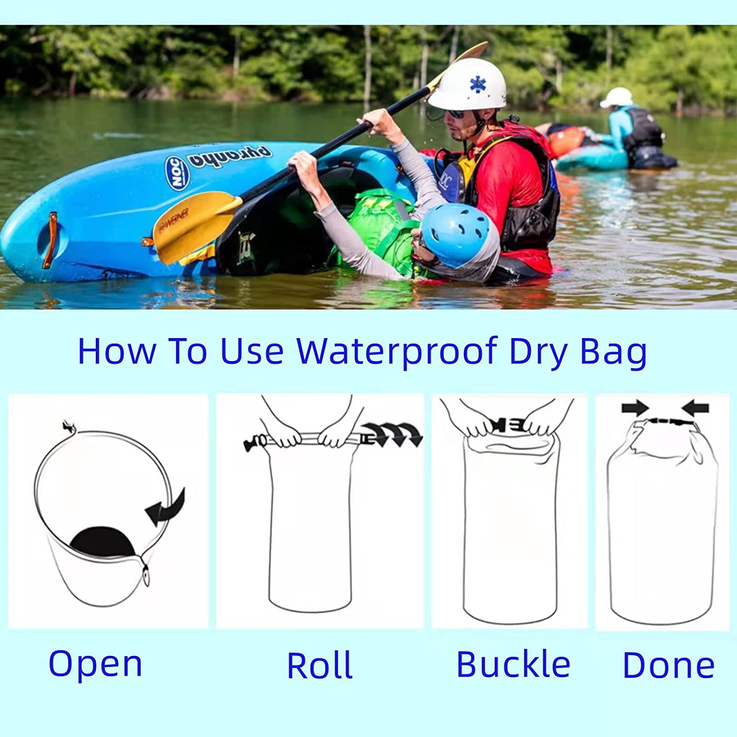 KINGS KRAFT - Sac étanche 20L Roulable - Sac à Dos Sec Pour Natation, Kayak Et Plage - Homme Et Femme