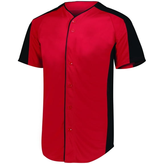Augusta Youth Full-Button Baseball Jersey 1656 Red/Black L