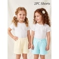 thumbnail image 3 of HILEELANG Toddler and Little Girls Cotton Shorts 2-Pack with Pockets, Off-White and Green, 2-7Y, 3 of 11