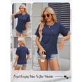 thumbnail image 7 of Hibeli Women Button Decor Crew Neck Short Sleeve Split Hem Solid Color Top, 7 of 7