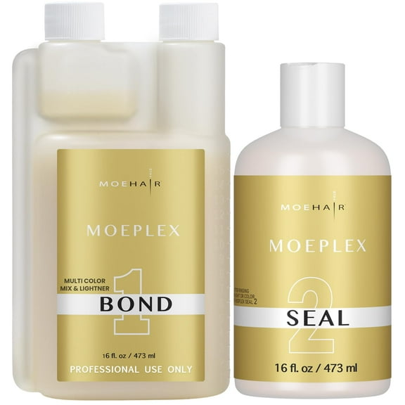 Moehair Moeplex bond and Seal | Professional Hair Damage Repair Treatment | For Damage and Color Tone Restore 16 Fl Oz Pack of 2 (Combo- MOEPLEX-16Fl-101)