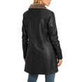 thumbnail image 4 of Wowcloth Women's Solid Color Button Front Long Sleeve Lapel Collar Leather Jacket with Pockets, Classic Style for Daily Wear and Travel, 4 of 9