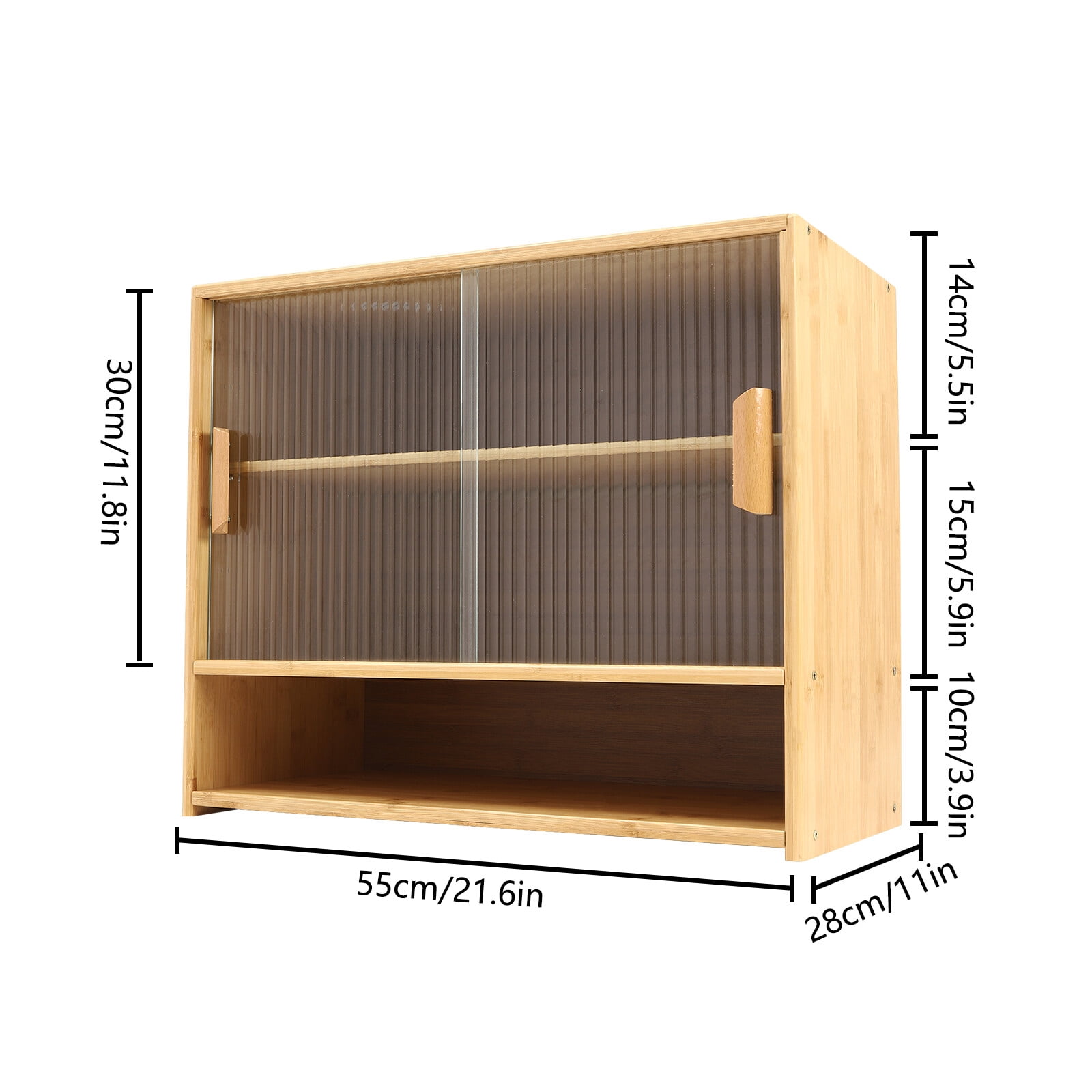 Small Countertop Kitchen Pantry, Bamboo Pantry Sideboard with 2 Sliding Doors Freestanding Kitchen Countertop Storage Cabinet for Spice Dishes Bowls Seasoning Bottles