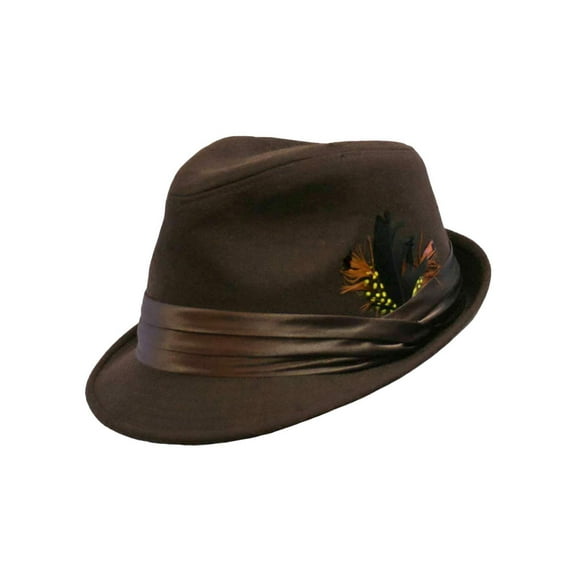 Brown Structured Wool Fedora Hat With Satin Hat Band