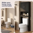 thumbnail image 4 of Walsunny Over The Toilet Storage Cabinet Bathroom Shelves Organizer Space Saver Freestanding Restroom Shelf with Doors Anti-Tip Device Adjustable Shelf Black, 4 of 10